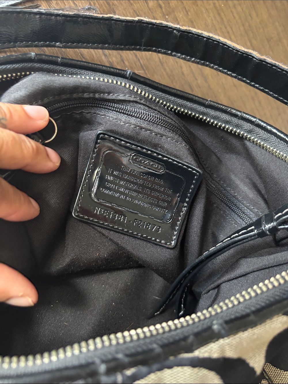 Coach Signature Strip Convertible Hobo Shoulder Bag - Picture 14 of 16